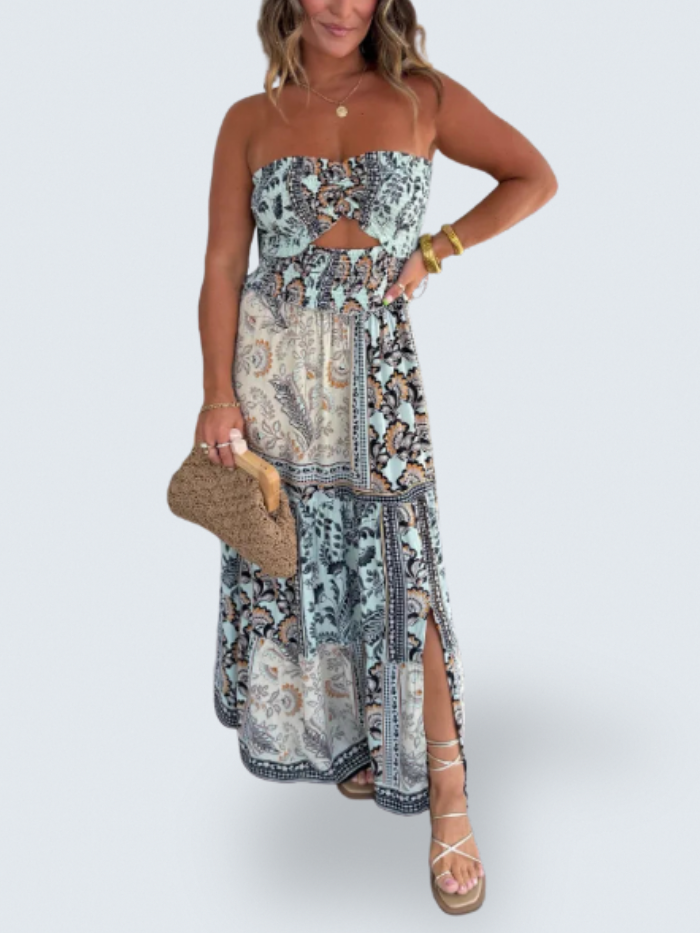 Moonlight | Boho Tile Print Maxi Dress